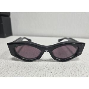 Valentino Black Cat-Eye Sunglasses with Purple Tint